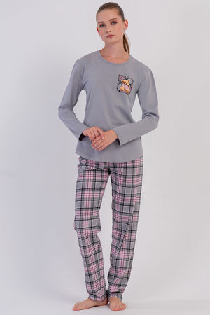 KADIN P.SUPREM O YAKA UZUN KOL ETEGI OVAL PIJAMA TAKIM 605013