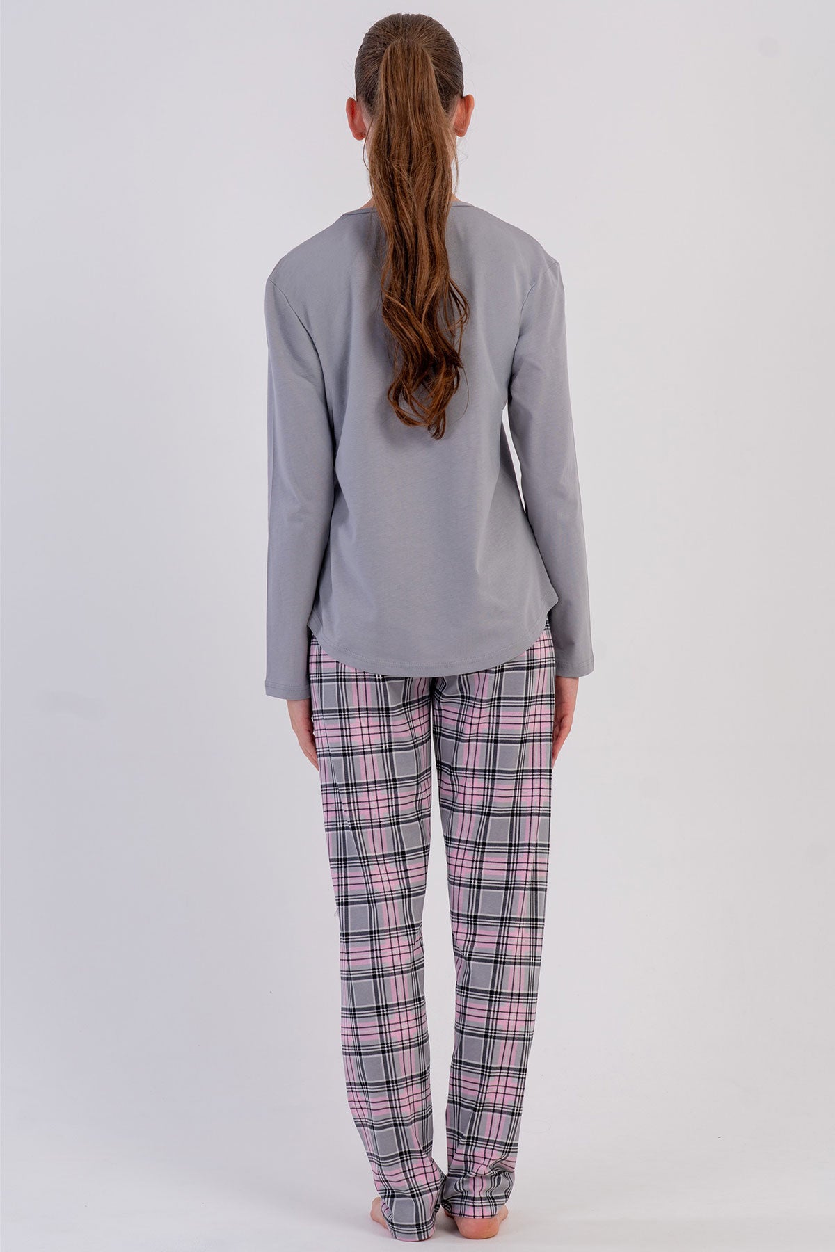 KADIN P.SUPREM O YAKA UZUN KOL ETEGI OVAL PIJAMA TAKIM 605013