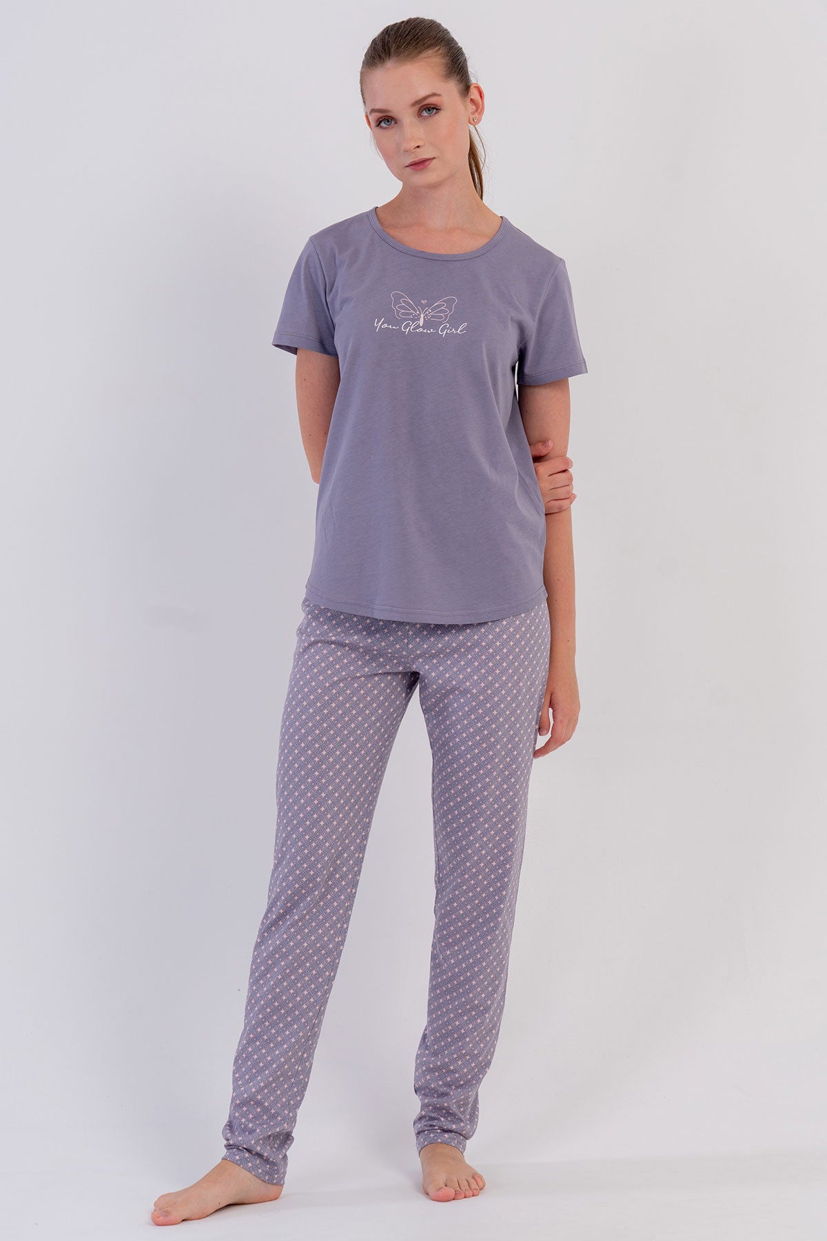 KADIN P.SUPREM O YAKA KISA KOL ETEGI OVAL PIJAMA TAKIM 605021