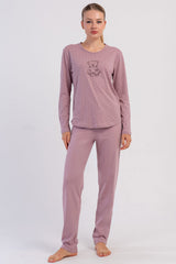 KADIN P.SUPREM O YAKA UZUN KOL ETEGI OVAL PIJAMA TAKIM 605050