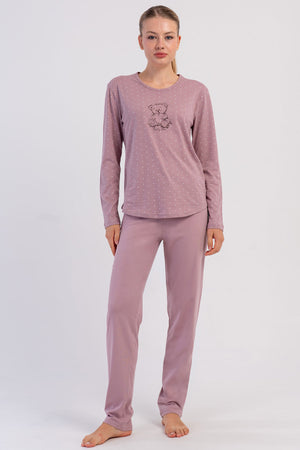 KADIN P.SUPREM O YAKA UZUN KOL ETEGI OVAL PIJAMA TAKIM 605050