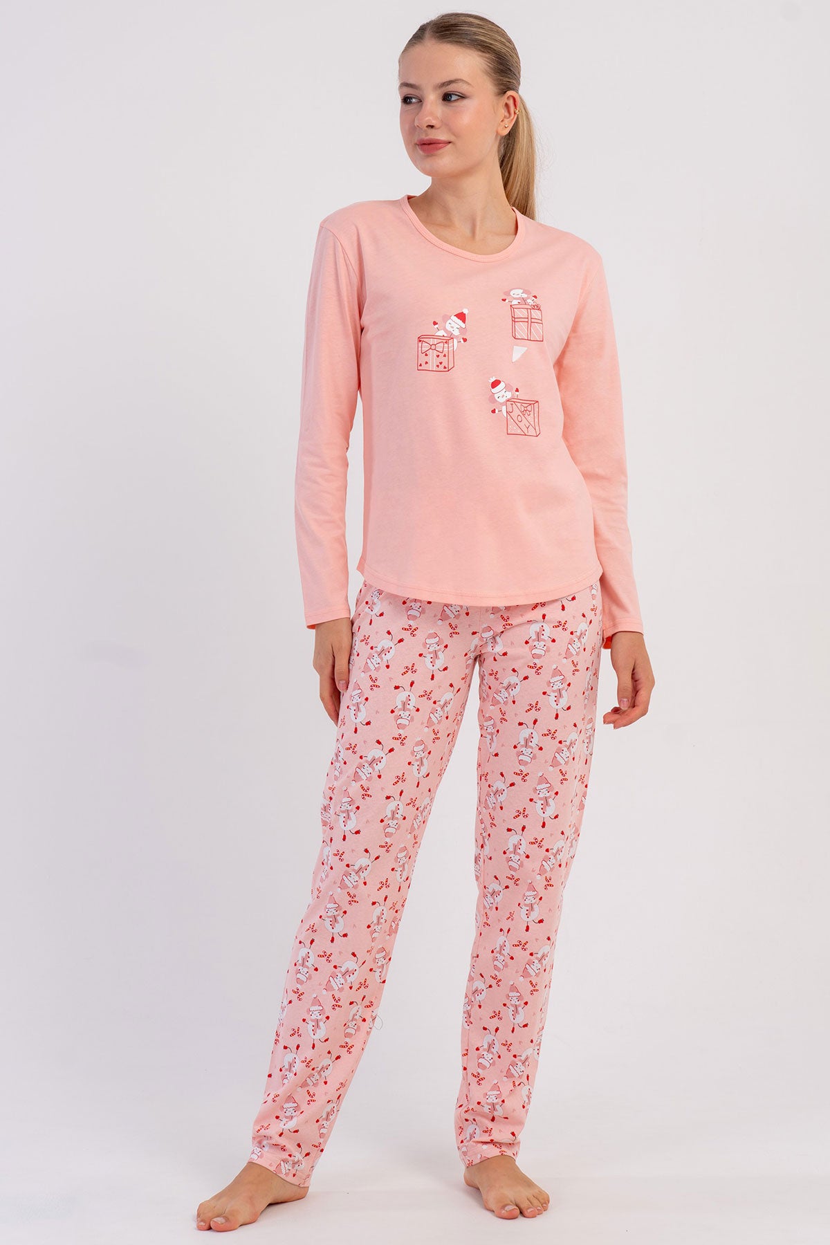 KADIN P.SUPREM O YAKA UZUN KOL ETEGI OVAL PIJAMA TAKIM