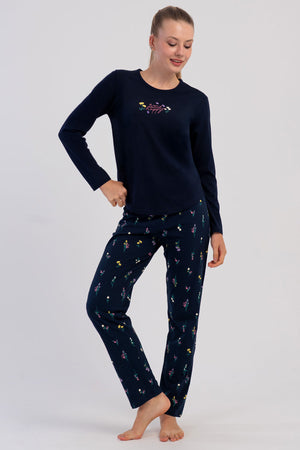 KADIN P.SUPREM O YAKA UZUN KOL ETEGI OVAL PIJAMA TAKIM 605087