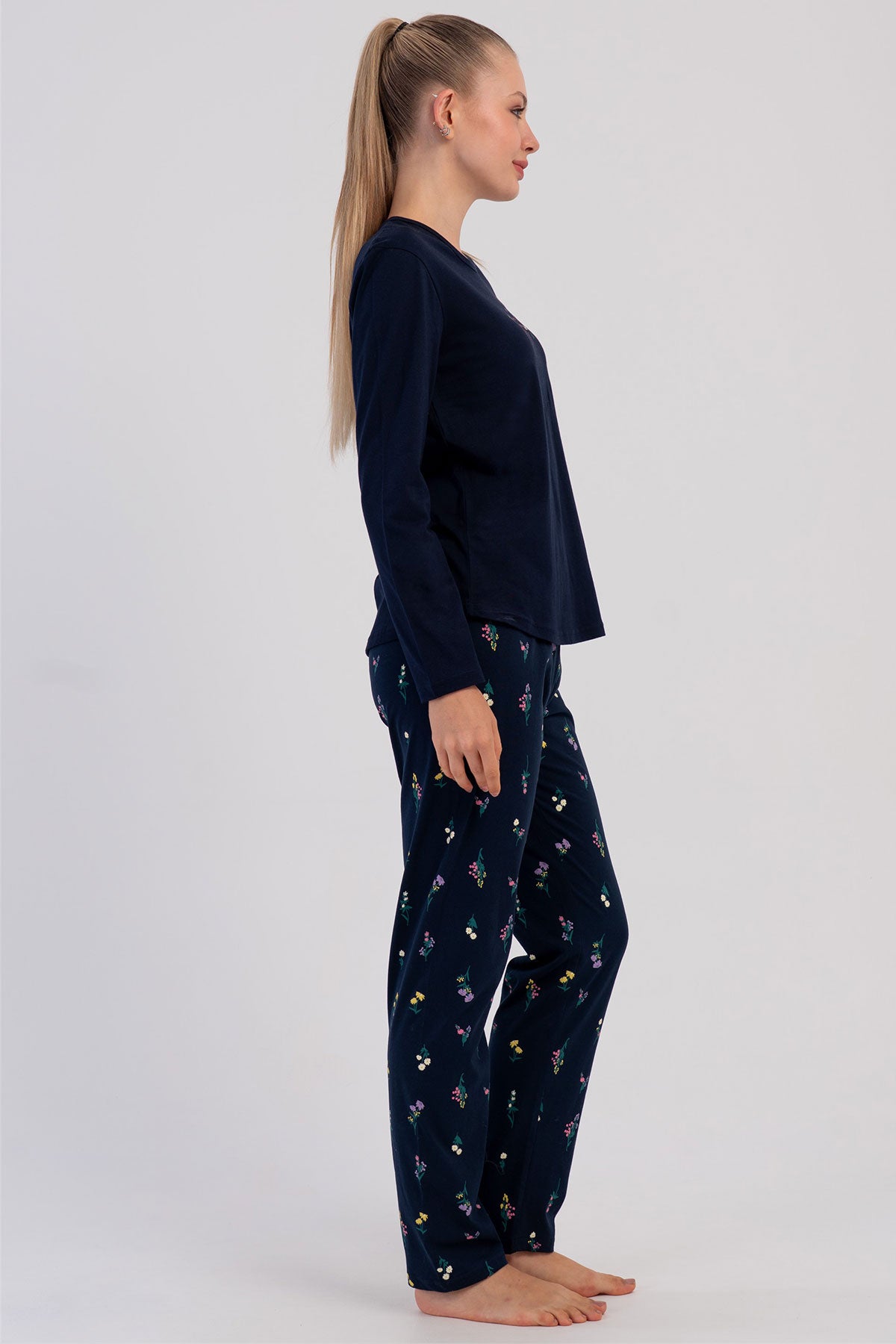 KADIN P.SUPREM O YAKA UZUN KOL ETEGI OVAL PIJAMA TAKIM 605087