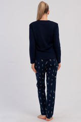KADIN P.SUPREM O YAKA UZUN KOL ETEGI OVAL PIJAMA TAKIM 605087