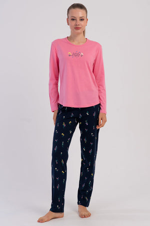 KADIN P.SUPREM O YAKA UZUN KOL ETEGI OVAL PIJAMA TAKIM 605087