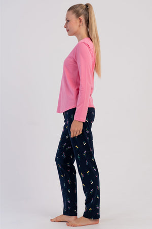 KADIN P.SUPREM O YAKA UZUN KOL ETEGI OVAL PIJAMA TAKIM 605087