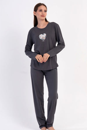 KADIN P.SUPREM O YAKA UZUN KOL ETEGI OVAL PIJAMA TAKIM