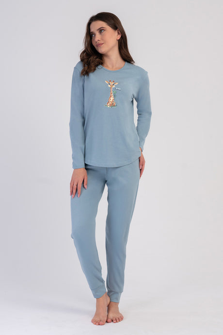 KADIN P.SUPREM O YAKA UZUN KOL ETEGI OVAL MANSETLI PIJAMA TAKIM 605154