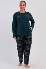 KADIN 2IPLIK XXL O YAKA UZUN KOL ETEGI OVAL PIJAMA TAKIM