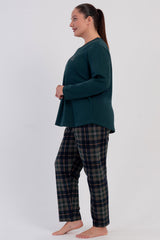 KADIN 2IPLIK XXL O YAKA UZUN KOL ETEGI OVAL PIJAMA TAKIM