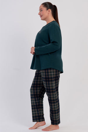 KADIN 2IPLIK XXL O YAKA UZUN KOL ETEGI OVAL PIJAMA TAKIM 605184