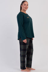 KADIN 2IPLIK XXL O YAKA UZUN KOL ETEGI OVAL PIJAMA TAKIM 605184