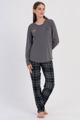 KADIN P.SUPREM O YAKA UZUN KOL ETEGI OVAL PIJAMA TAKIM