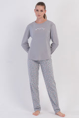 KADIN P.SUPREM O YAKA UZUN KOL ETEGI OVAL PIJAMA TAKIM