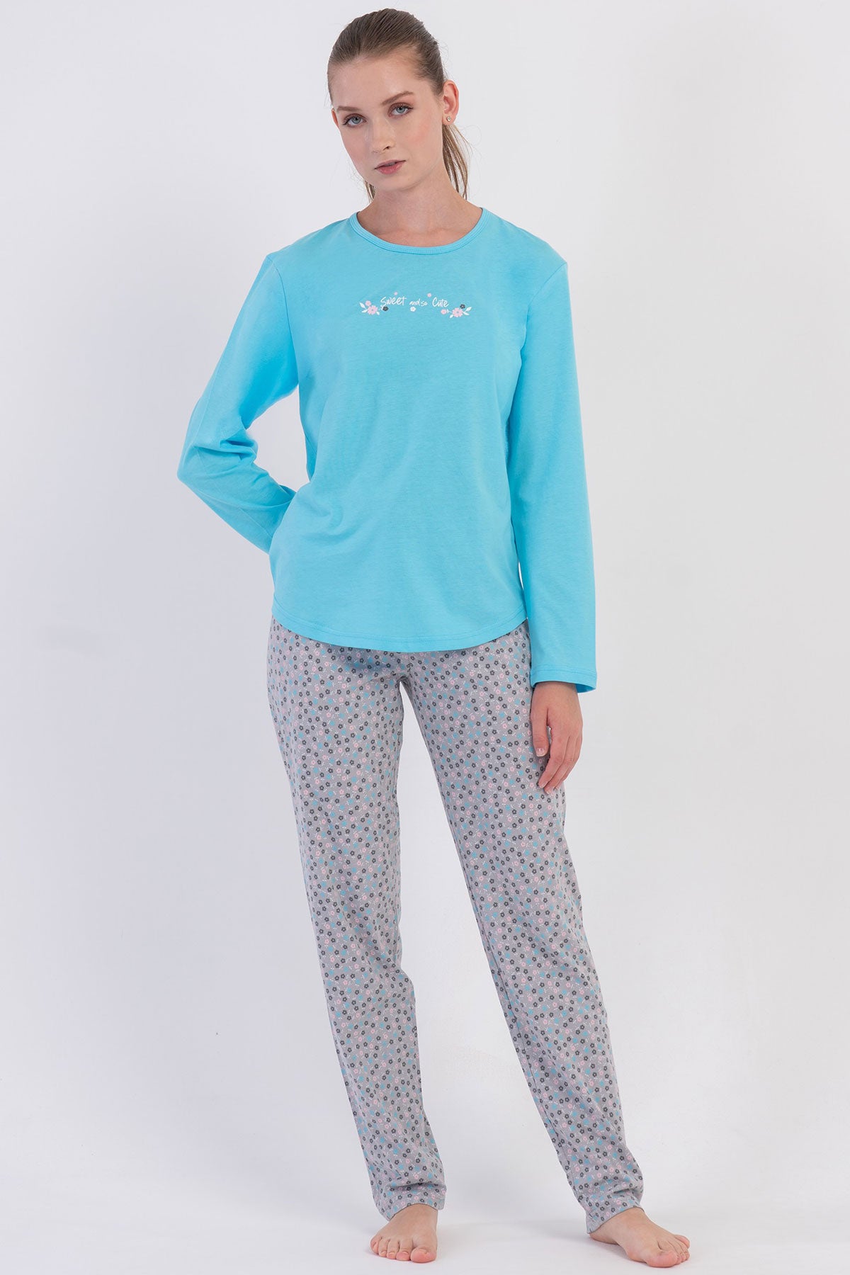 KADIN P.SUPREM O YAKA UZUN KOL ETEGI OVAL PIJAMA TAKIM