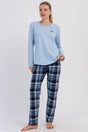 KADIN 2IPLIK O YAKA UZUN KOL ETEGI OVAL PIJAMA TAKIM 605223