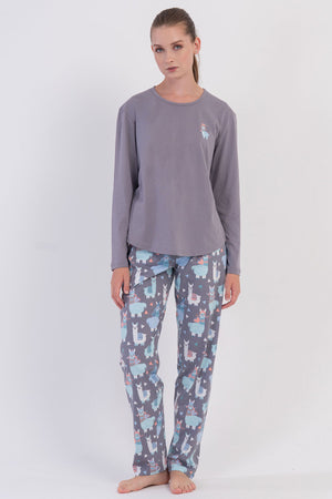 KADIN P.SUPREM O YAKA UZUN KOL ETEGI OVAL PIJAMA TAKIM