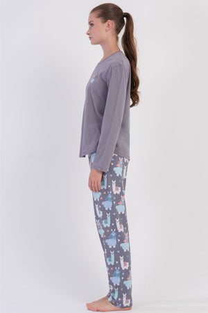 KADIN P.SUPREM O YAKA UZUN KOL ETEGI OVAL PIJAMA TAKIM