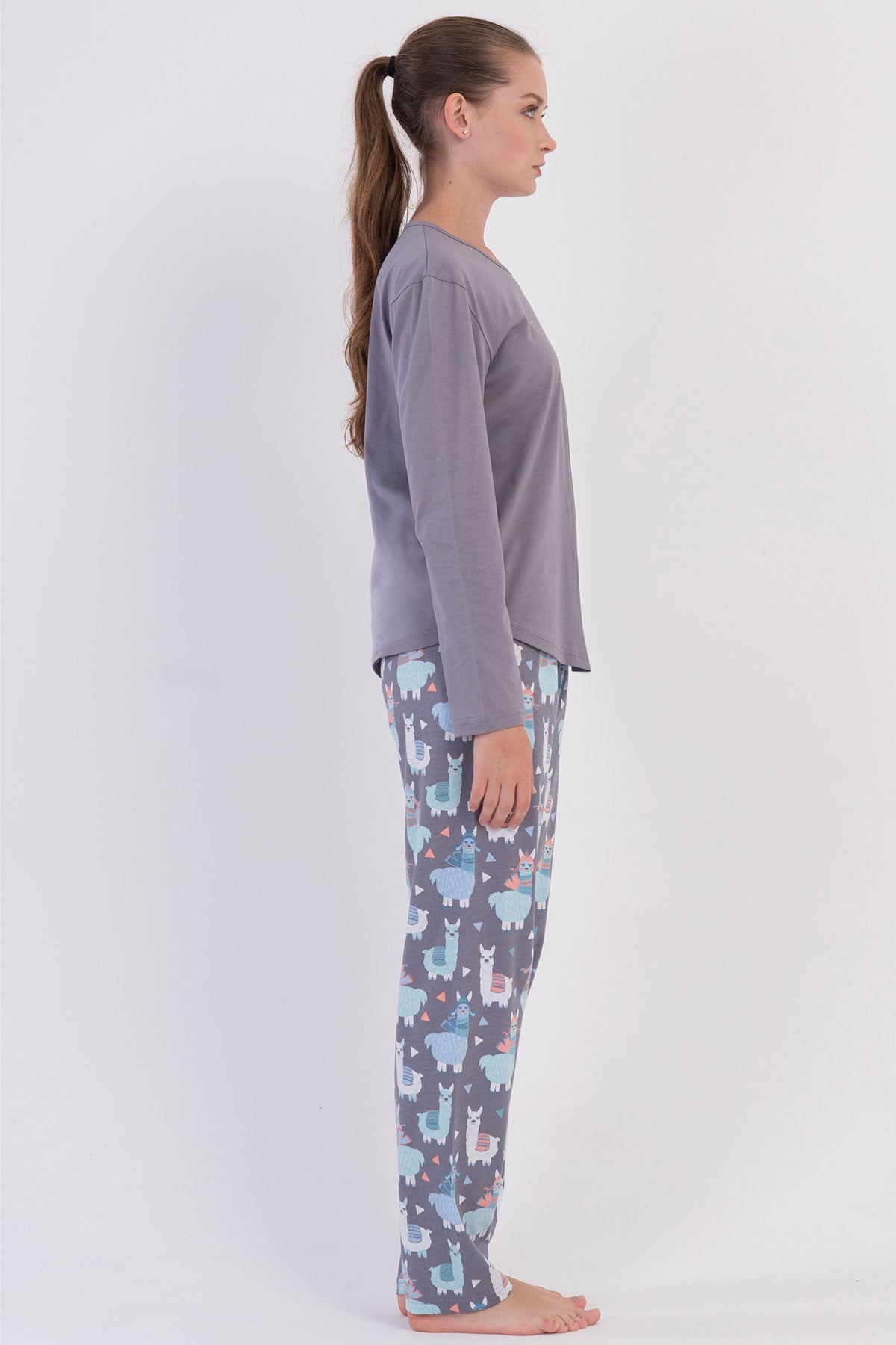 KADIN P.SUPREM O YAKA UZUN KOL ETEGI OVAL PIJAMA TAKIM