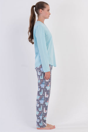 KADIN P.SUPREM O YAKA UZUN KOL ETEGI OVAL PIJAMA TAKIM