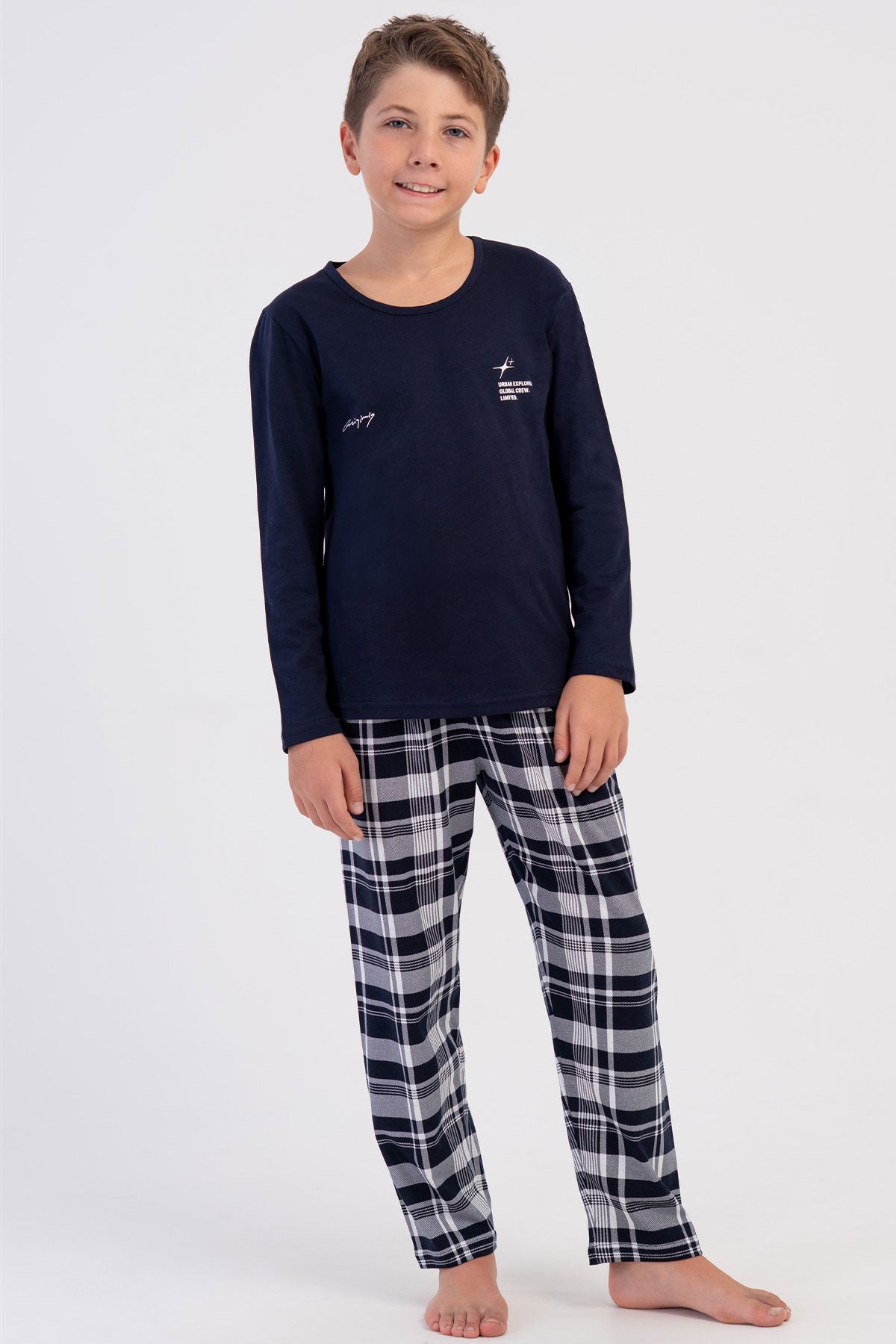 ERKEK COCUK 2IPLIK O YAKA UZUN KOL PIJAMA TAKIM(9-10/15-16)