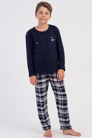 ERKEK COCUK 2IPLIK O YAKA UZUN KOL PIJAMA TAKIM(9-10/15-16)