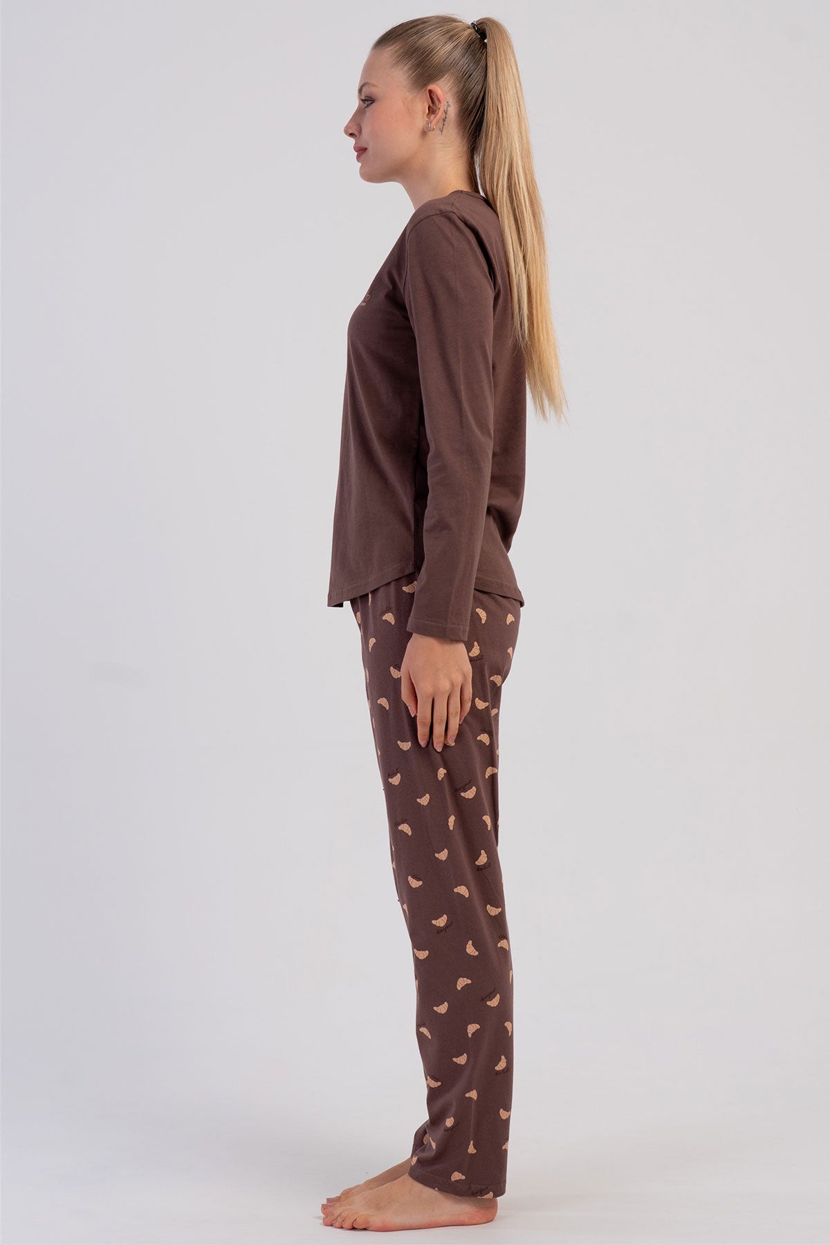 KADIN P.SUPREM O YAKA UZUN KOL ETEGI OVAL PIJAMA TAKIM