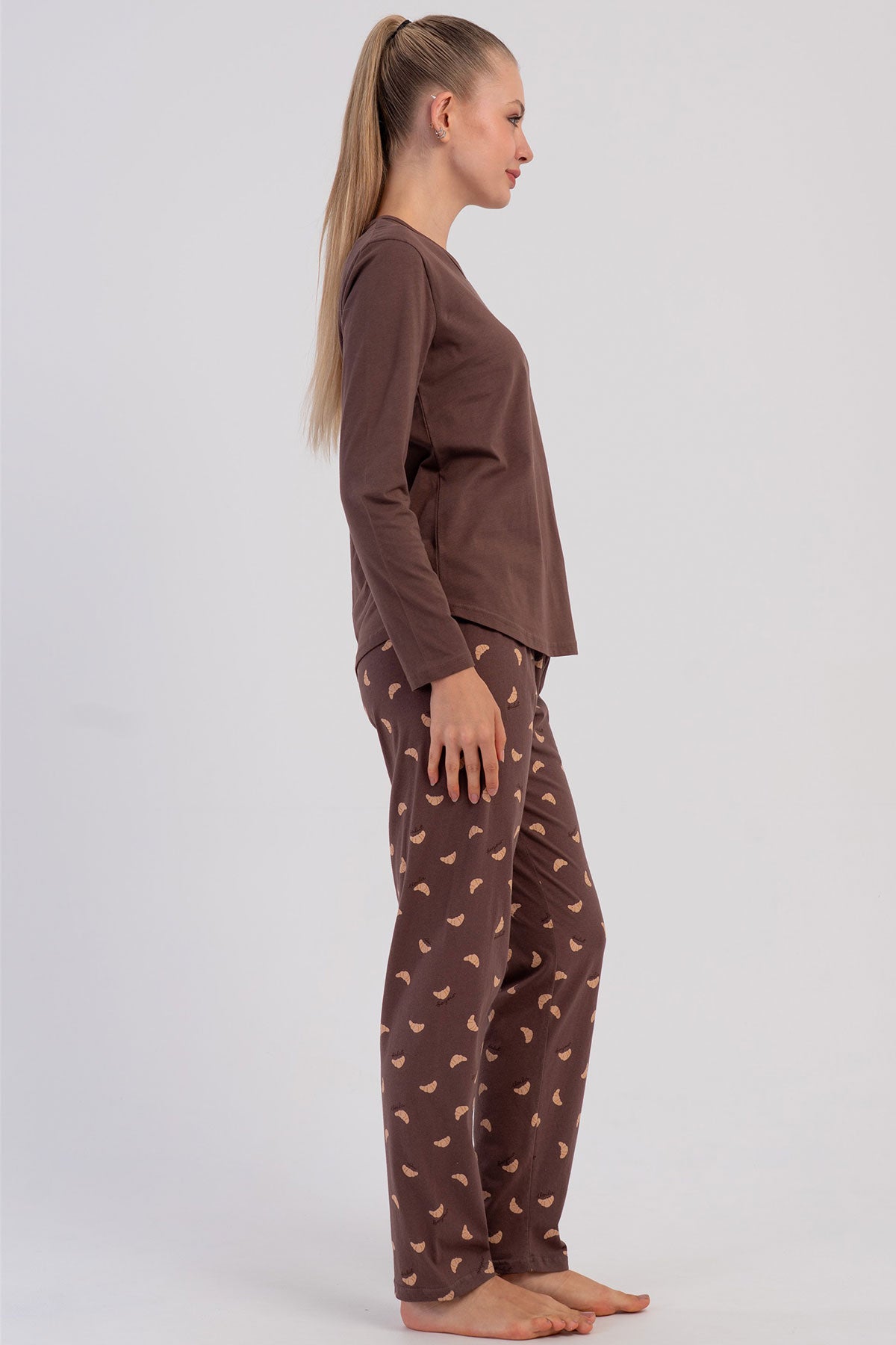 KADIN P.SUPREM O YAKA UZUN KOL ETEGI OVAL PIJAMA TAKIM
