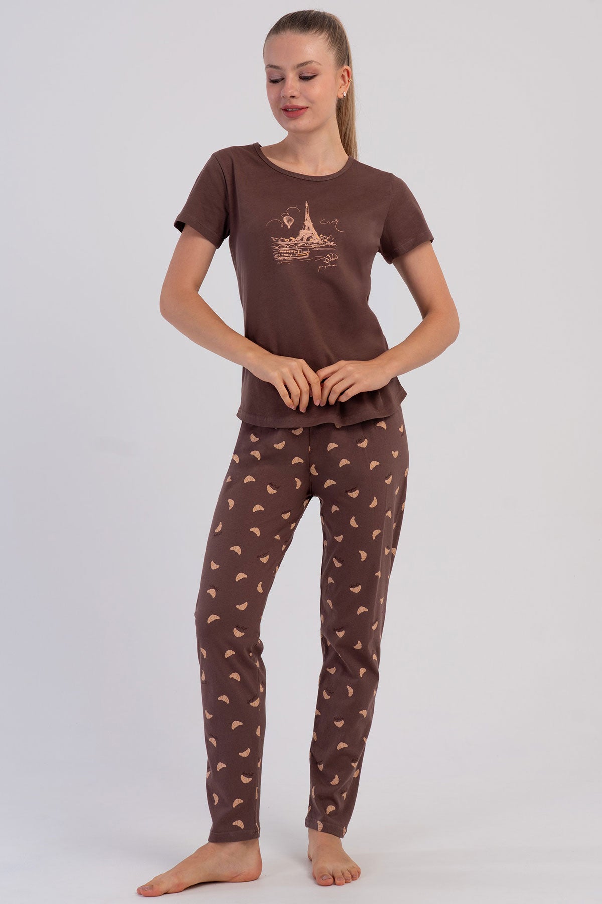 KADIN P.SUPREM O YAKA KISA KOL ETEGI OVAL PIJAMA TAKIM