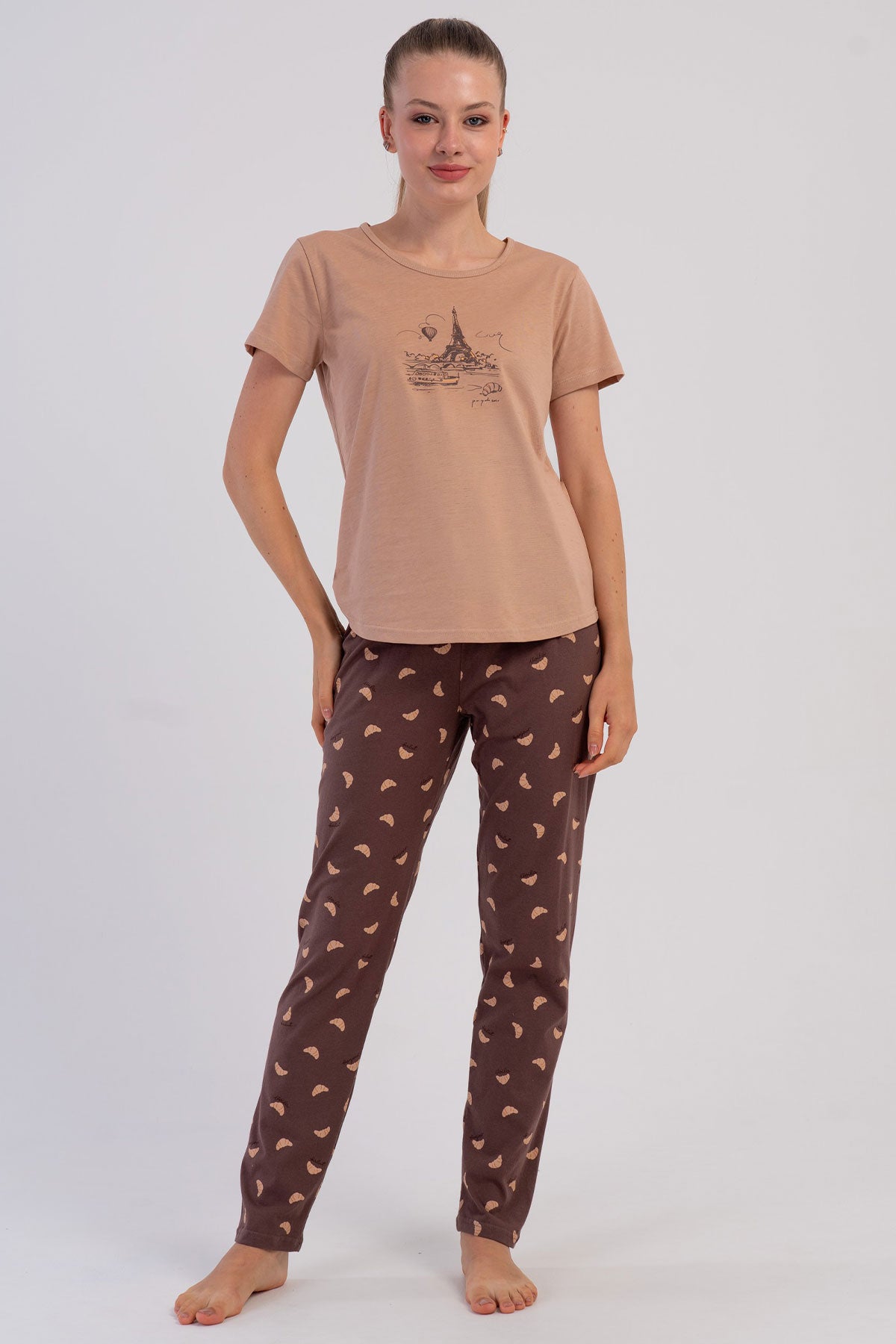 KADIN P.SUPREM O YAKA KISA KOL ETEGI OVAL PIJAMA TAKIM
