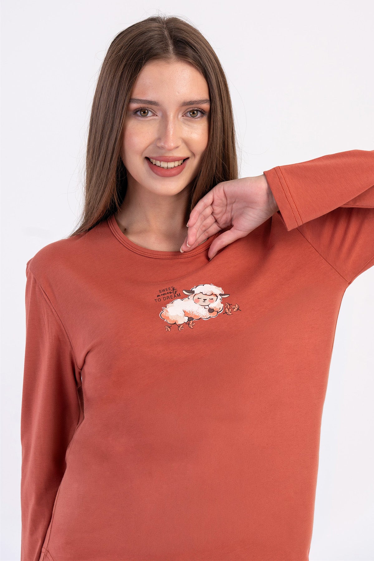 KADIN P.SUPREM O YAKA UZUN KOL ETEGI OVAL PIJAMA TAKIM
