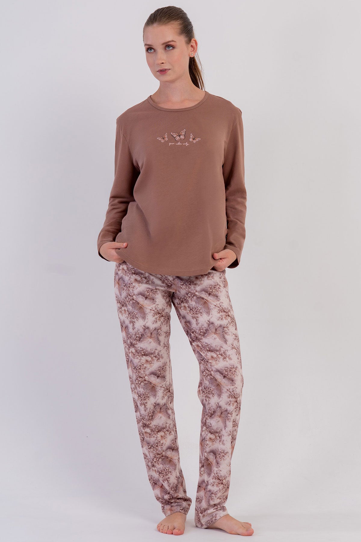KADIN P.SUPREM O YAKA UZUN KOL ETEGI OVAL PIJAMA TAKIM