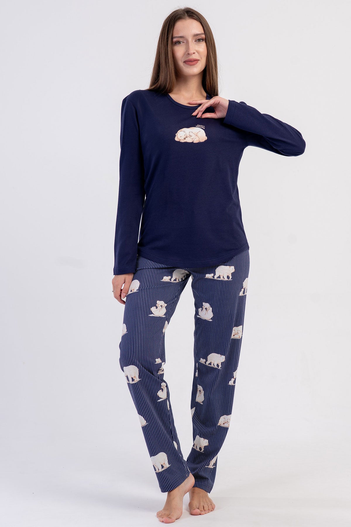 KADIN P.SUPREM O YAKA UZUN KOL ETEGI OVAL PIJAMA TAKIM