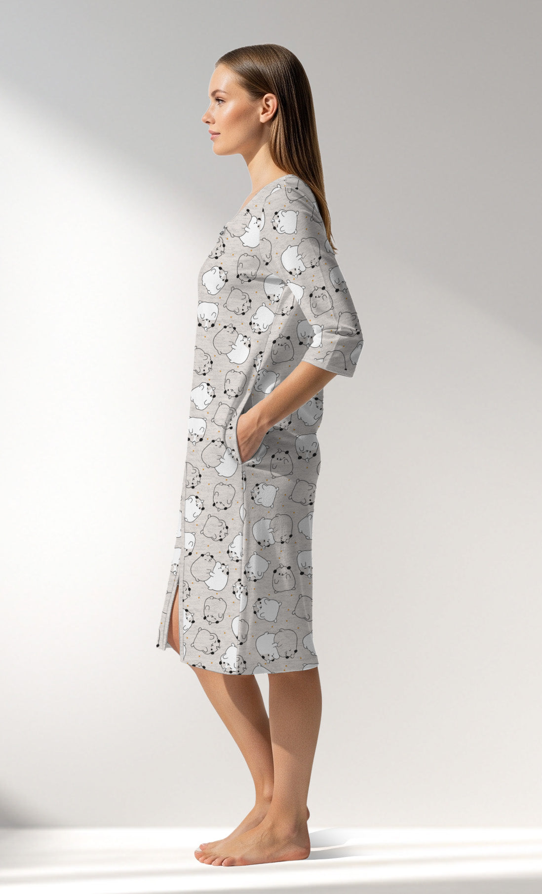 Woman Supreme Cheeks Pocket Detail Home Dress - ROTASYON - Image 2