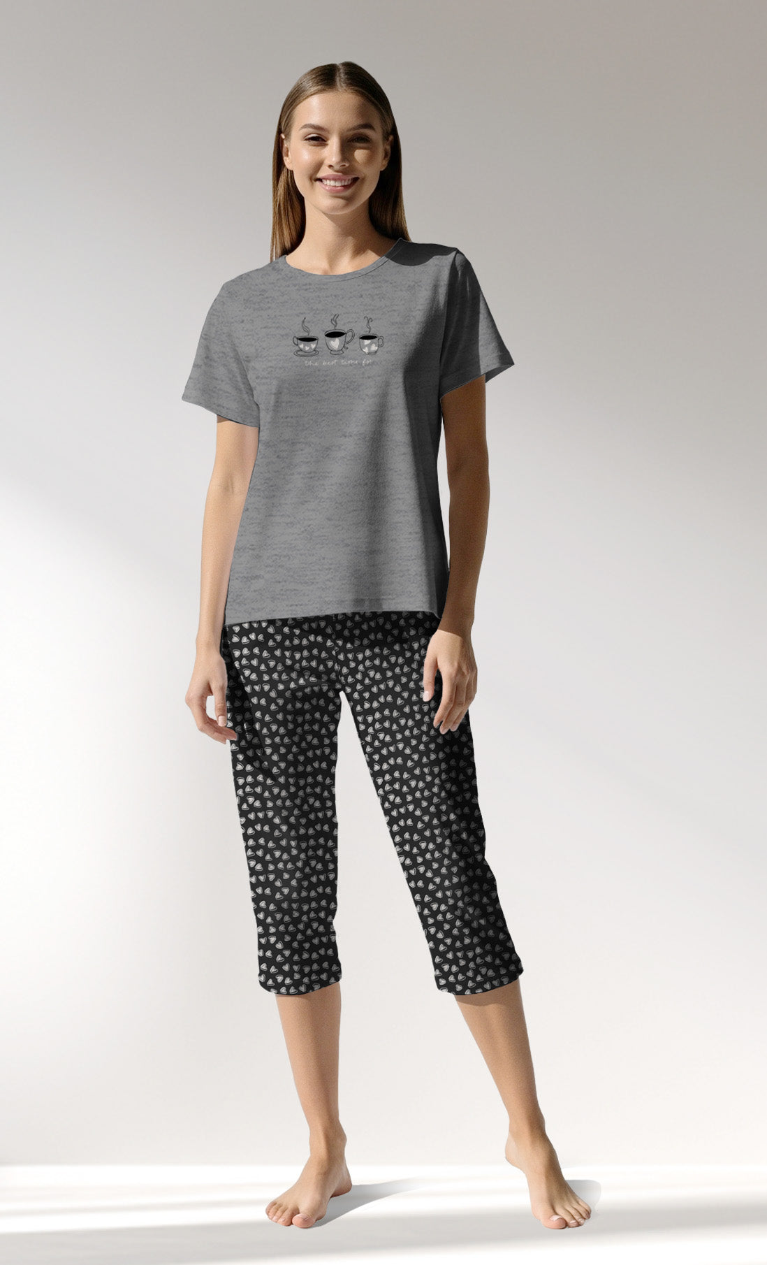 Woman Supreme TinyHearts Capri Set - A-ANTRASIT MEL - Image 1