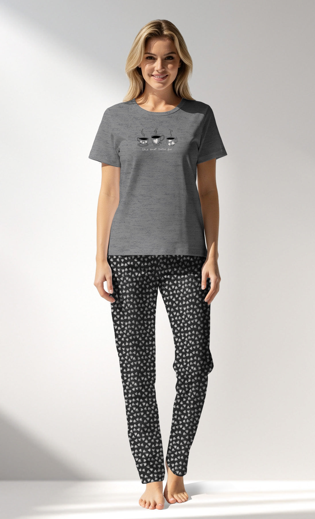 Woman Supreme TinyHearts Pyjama Set - A-ANTRASIT MEL - Image 1