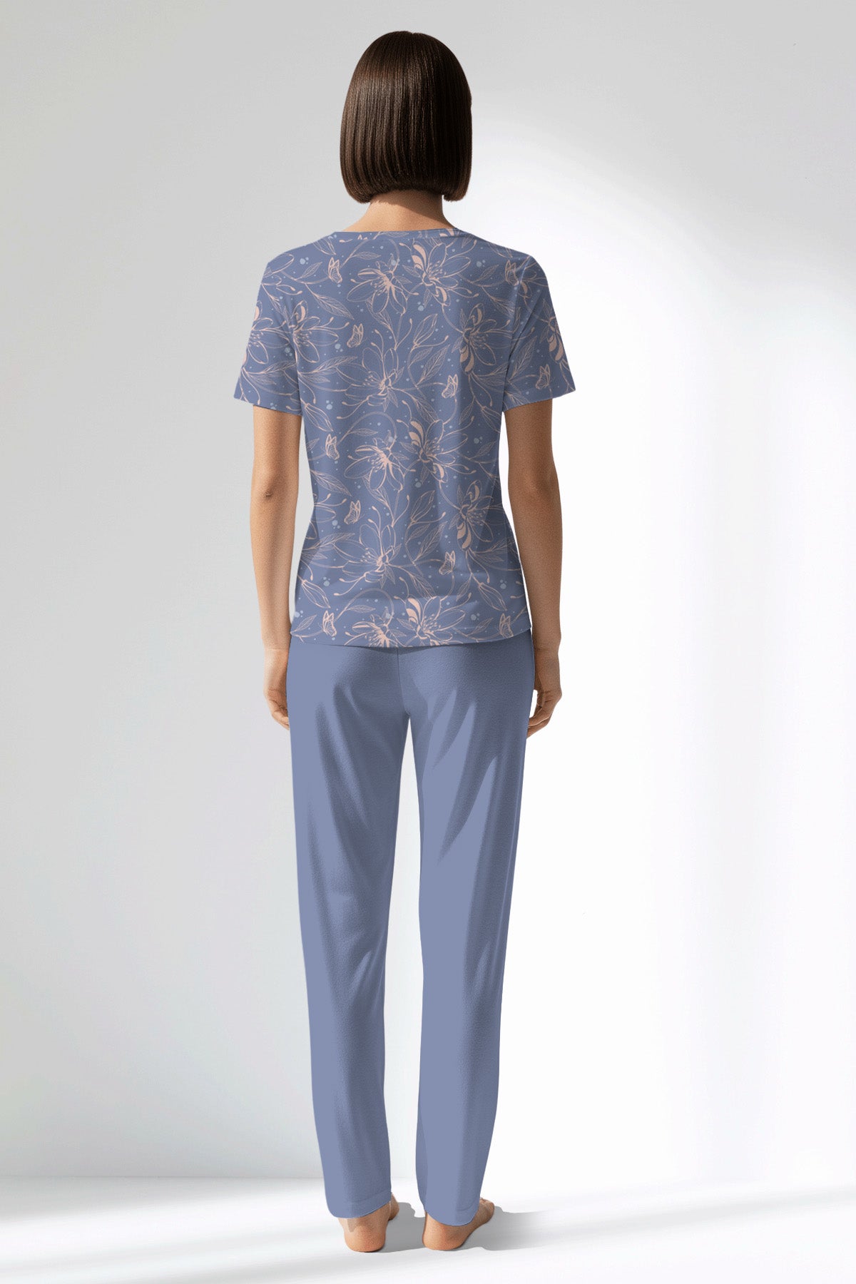 Woman Polyviscon Aurella Pocket Detail Pyjama Set - B-ROTASYON - Image 3