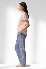 Woman Polyviscon Aurella Drop Collar Pyjama Set - MAVİ - Image 2