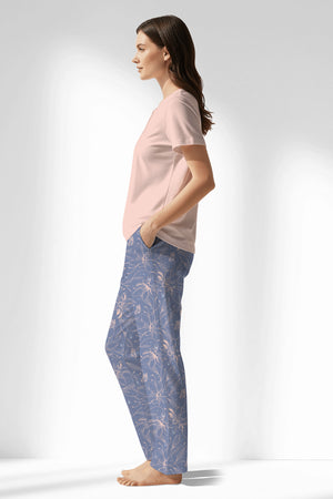 Woman Polyviscon Aurella Drop Collar Pyjama Set - MAVİ - Image 2