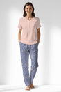 Woman Polyviscon Aurella Drop Collar Pyjama Set - MAVİ - Image 1