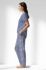 Woman Polyviscon Aurella Drop Collar Pyjama Set - B-PEMBE - Image 2