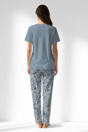 Woman Polyviscon Edelia Pyjama Set - MAVİ - Image 3