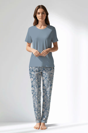 Woman Polyviscon Edelia Pyjama Set - MAVİ - Image 1