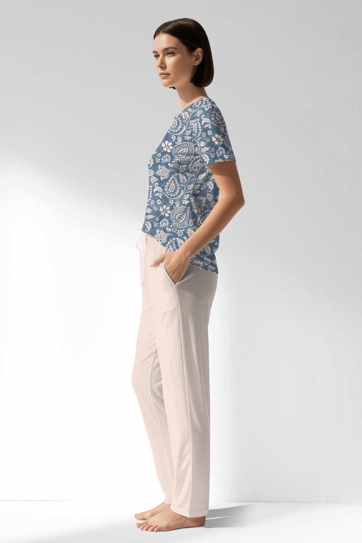 Woman Polyviscon Edelia Pocket Detail Pyjama Set - B-ROTASYON - Image 2