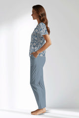 Woman Polyviscon Edelia Buttoned Collar Pyjama Set - ROTASYON - Image 2
