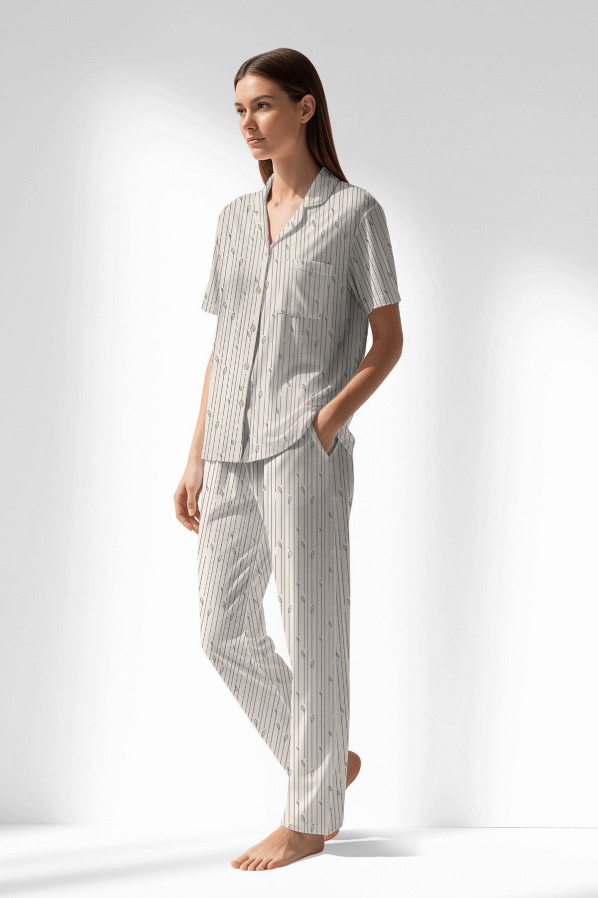 Woman Polyviscon Lina Buttoned Pyjama Set - ROTASYON - Image 2