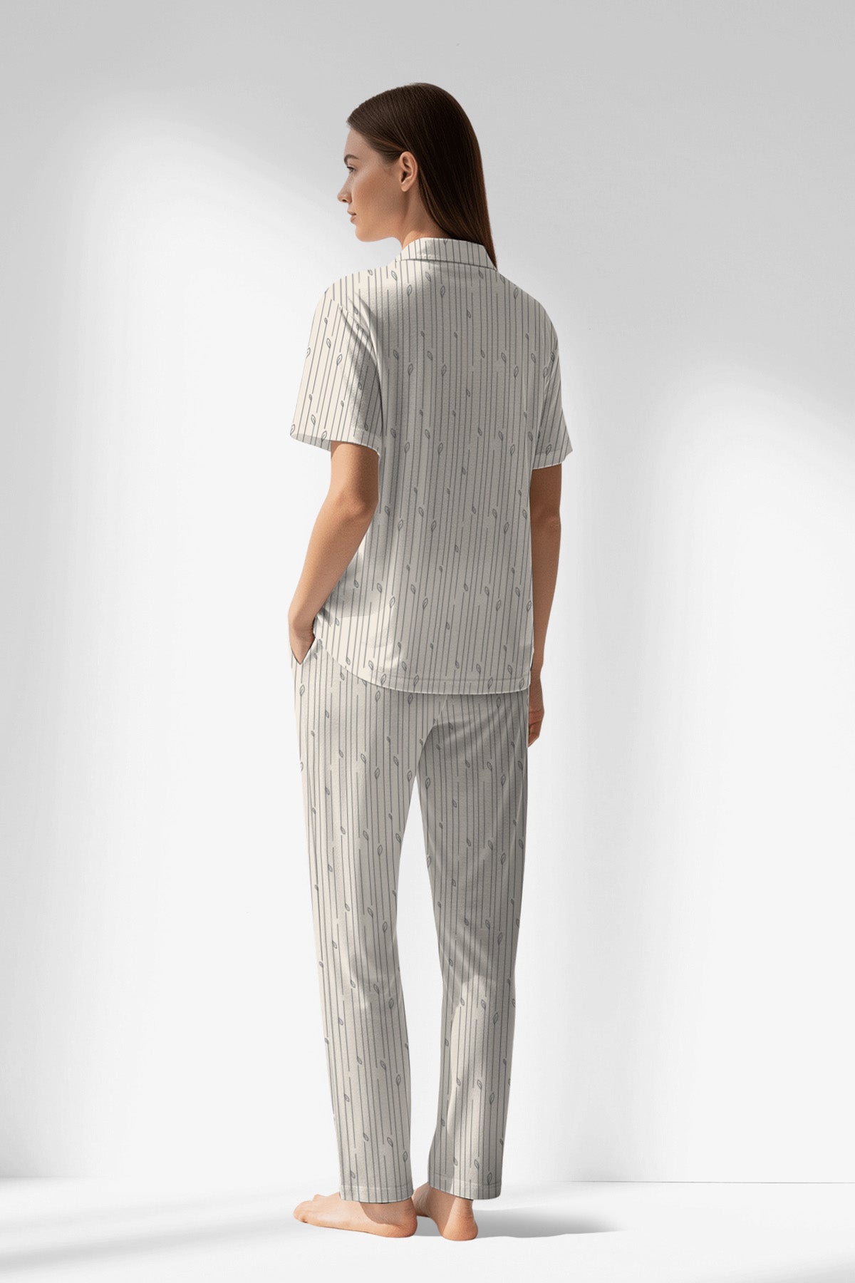 Woman Polyviscon Lina Buttoned Pyjama Set - ROTASYON - Image 3