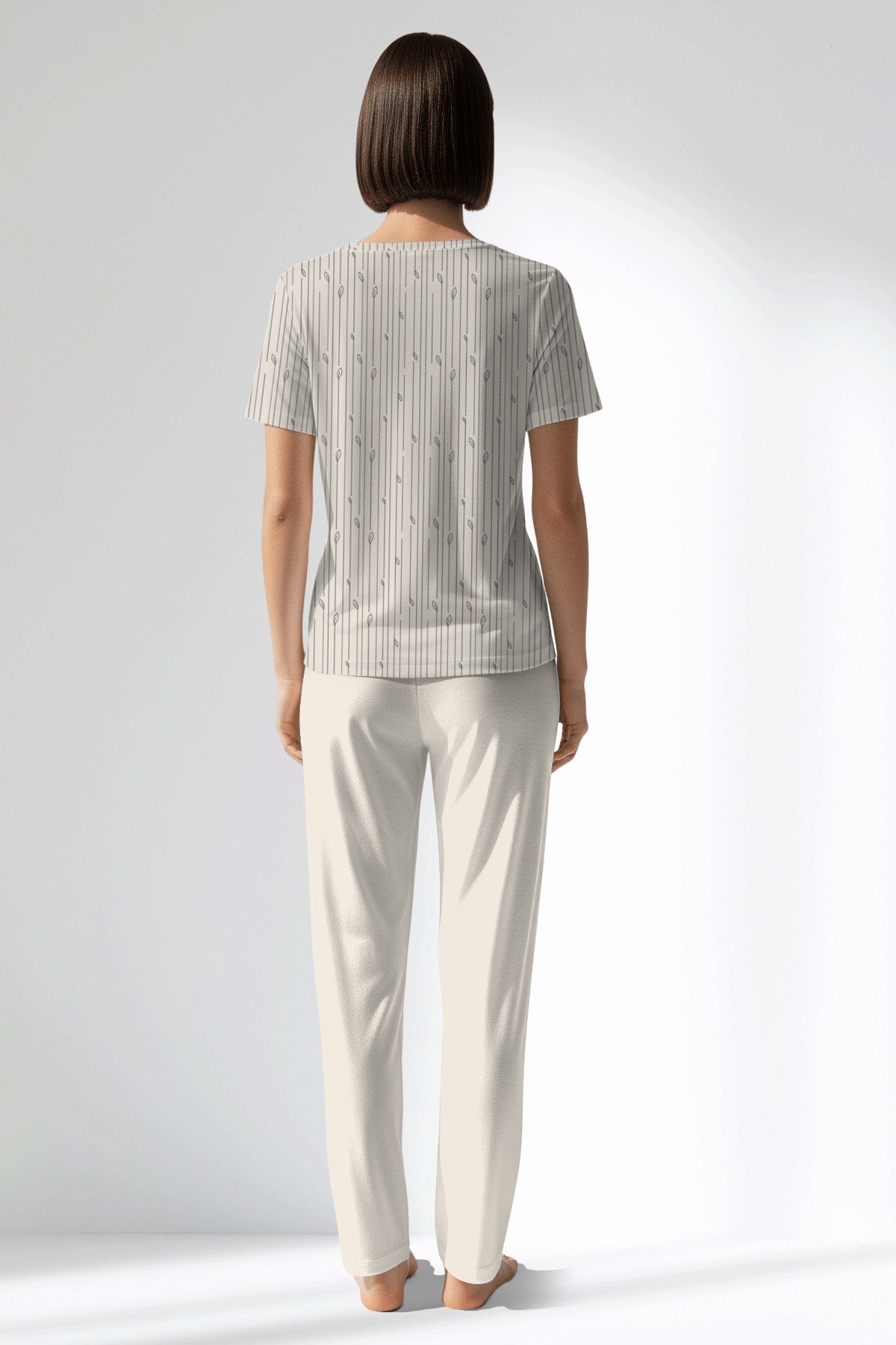 Woman Polyviscon Lina Pocket Detail Pyjama Set - ROTASYON - Image 3