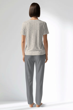 Woman Polyviscon Lina Pocket Detail Pyjama Set - B-ROTASYON - Image 3
